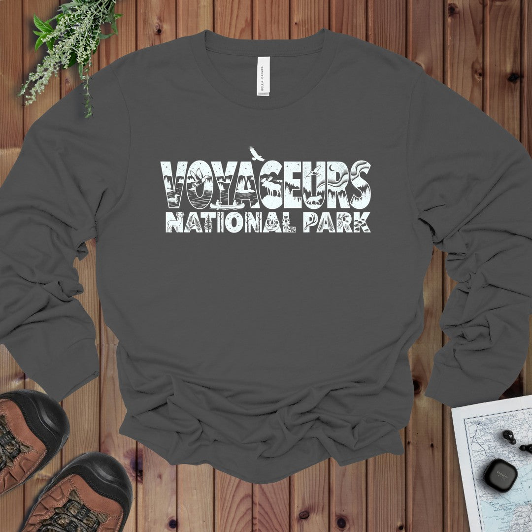 Voyageurs National Park Silhouette Long Sleeve T-Shirt in Asphalt