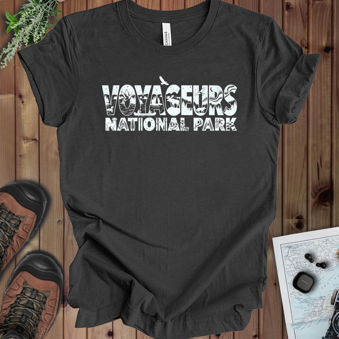 Voyageurs National Park Silhouette Kids Graphic T-Shirt in Dark Grey Heather
