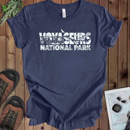 Voyageurs National Park Silhouette Kids Graphic T-Shirt in Heather Navy