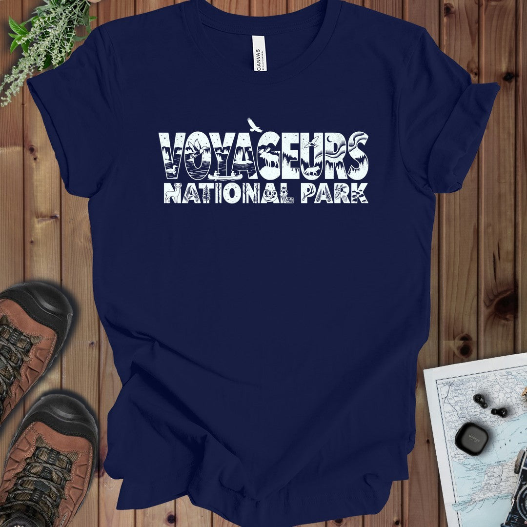 Voyageurs National Park Silhouette Kids Graphic T-Shirt in Navy