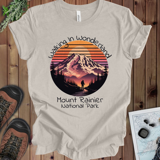 Walking In Wonderland Mount Rainier National Park Kids Graphic T-Shirt in Heather Dust