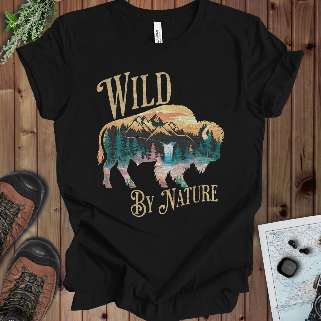 Wild By Nature  Scenic Buffalo Tee Kids Graphic T-Shirt in Black