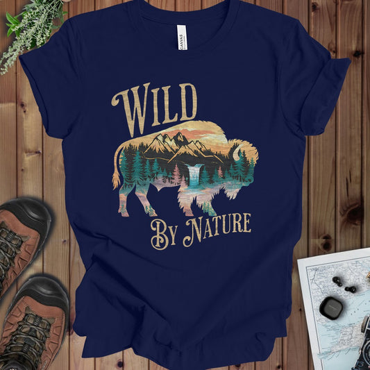 Wild By Nature  Scenic Buffalo Tee Kids Graphic T-Shirt in Navy
