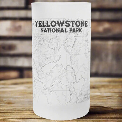 Yellowstone National Park Topographic Frosted Mug Stein Drinkware teelaunch
