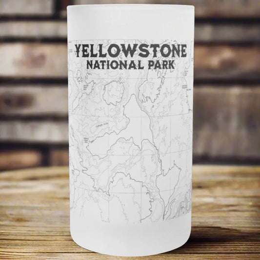 Yellowstone National Park Topographic Frosted Mug Stein Drinkware teelaunch