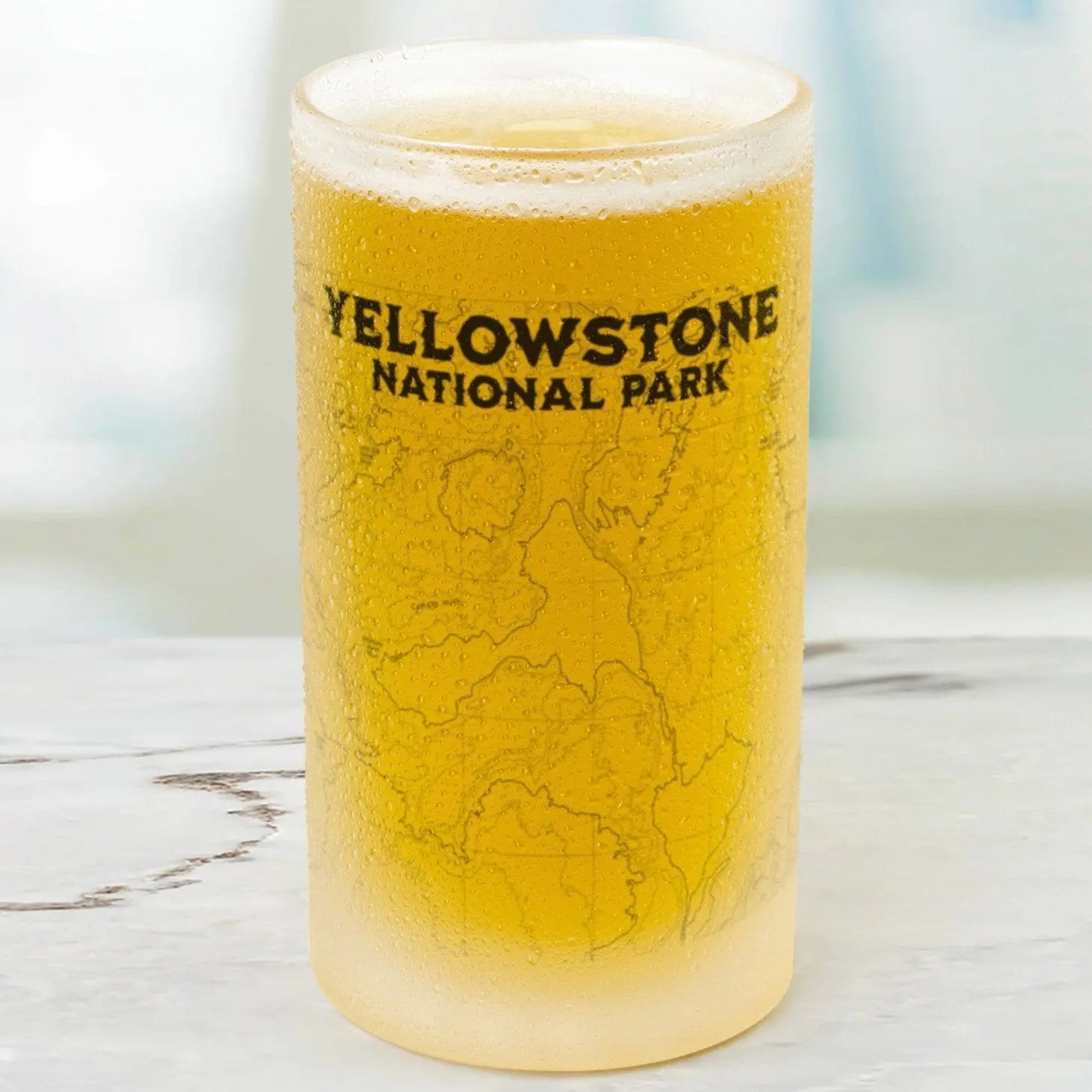 Yellowstone National Park Topographic Frosted Mug Stein Drinkware teelaunch
