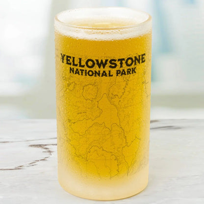 Yellowstone National Park Topographic Frosted Mug Stein Drinkware teelaunch