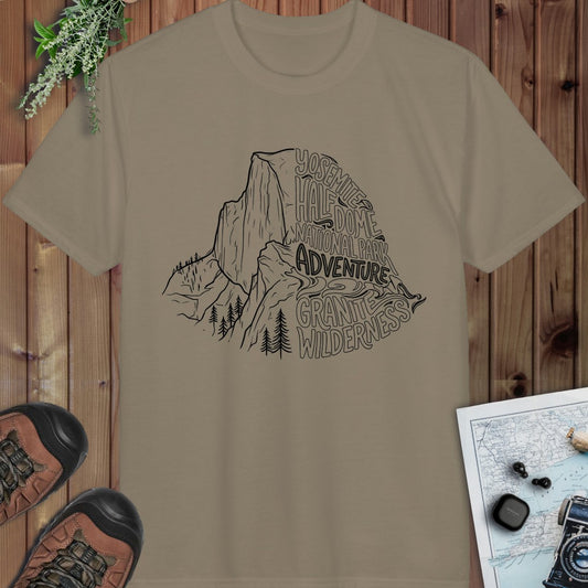 Yosemite Half Dome Lines Performance T-Shirt in Prairie Dust