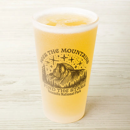 Yosemite National Park Half Dome Frosted Pint Glass Seek Mountains Drinkware teelaunch