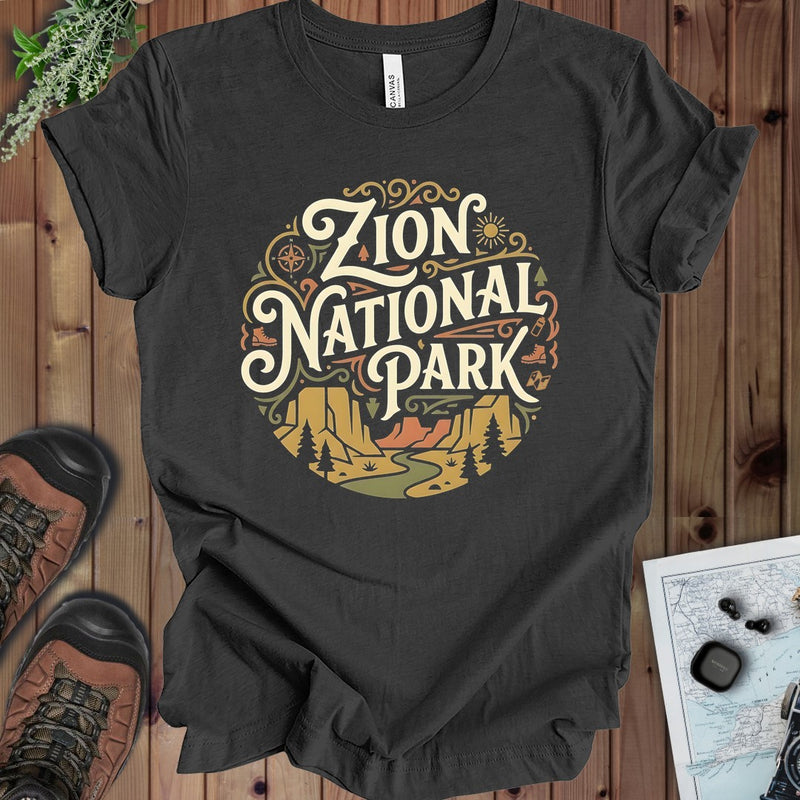 Zion National Park Kids Graphic T-Shirt in Dark Grey Heather