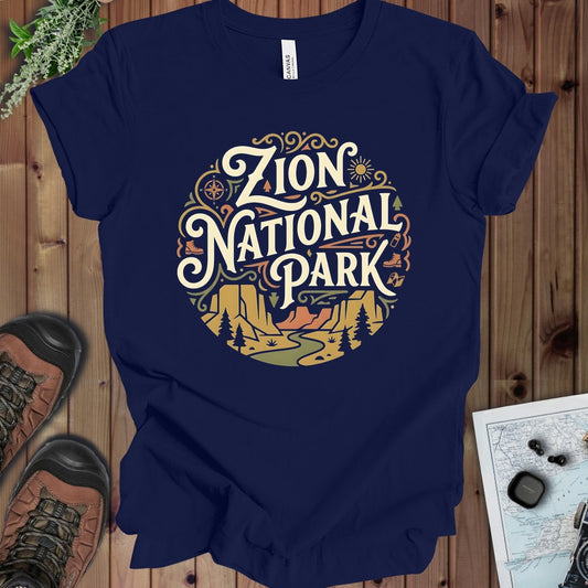 Zion National Park Kids Graphic T-Shirt in Navy