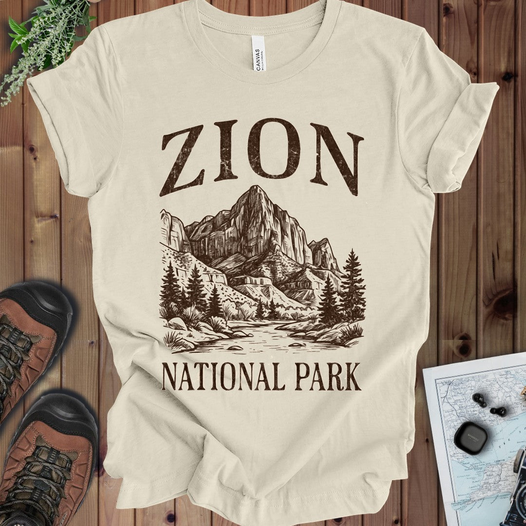 Zion National Park Rustic Kids Graphic T-Shirt in Natural