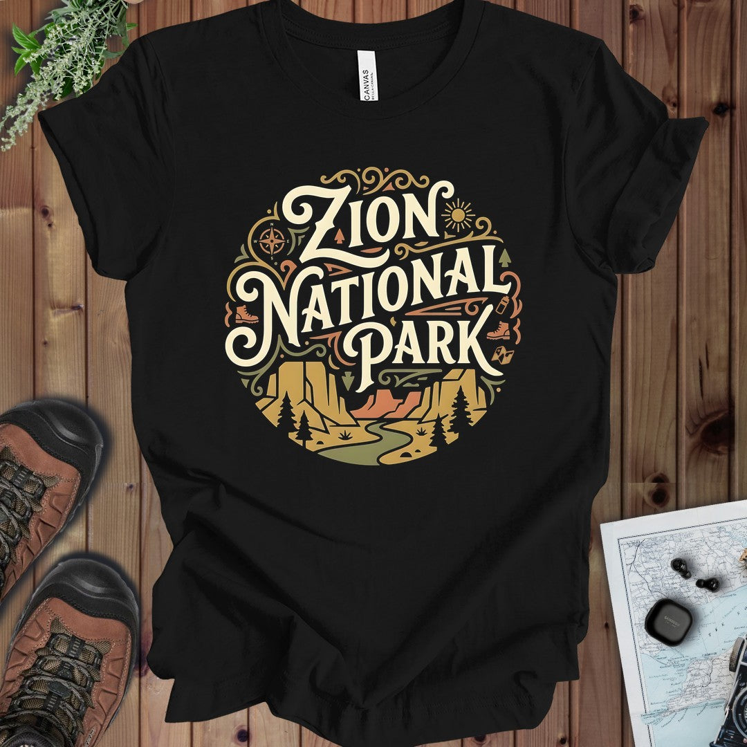 Zion National Park Silhouette Kids Graphic T-Shirt in Black