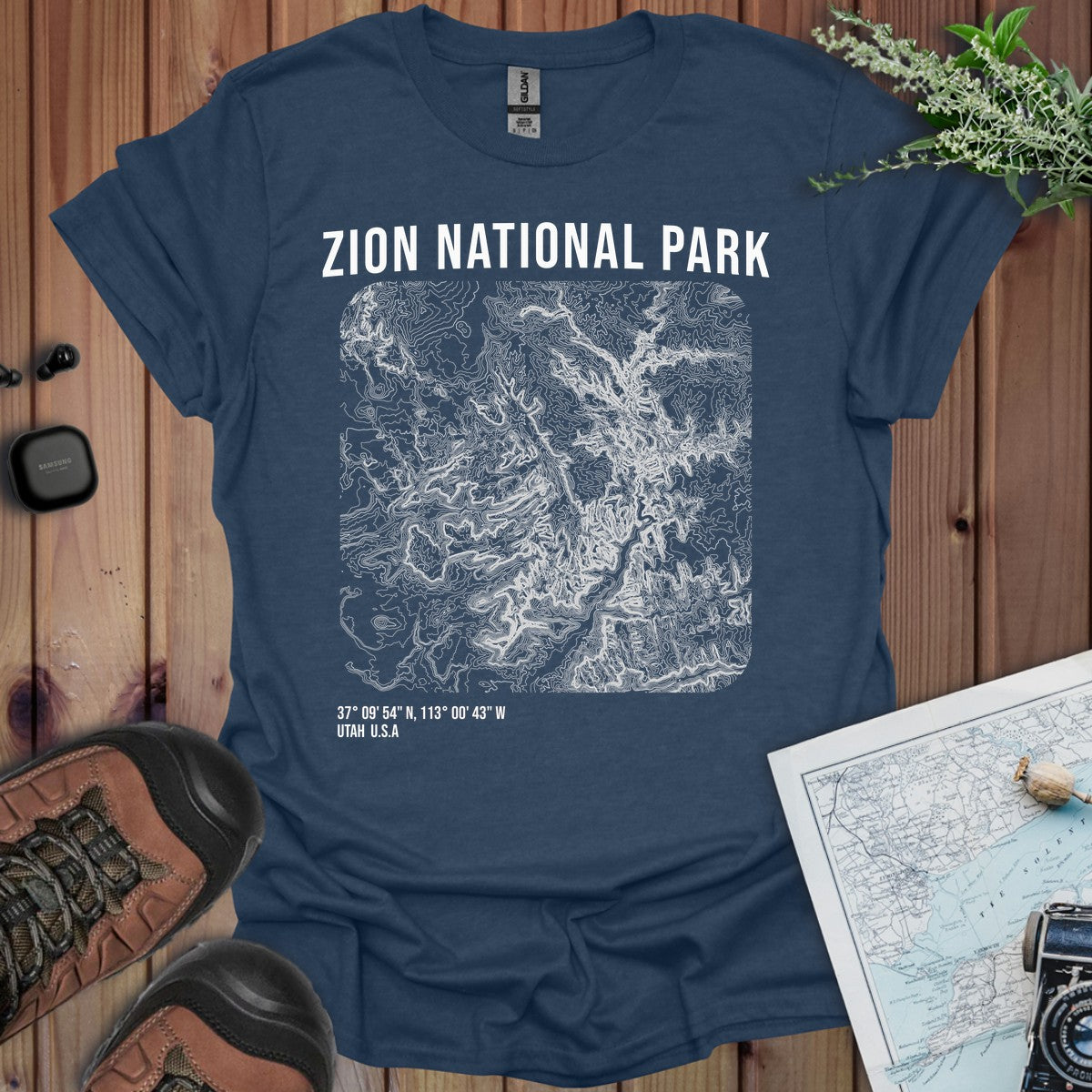 Zion National Park Topographic Map T-Shirt