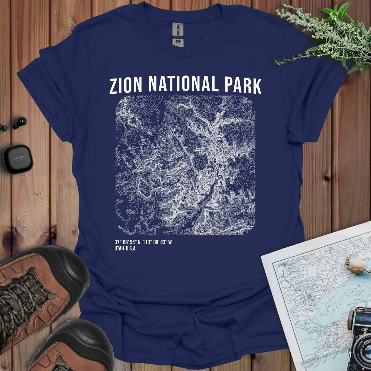 Zion National Park Topographic Map T-Shirt