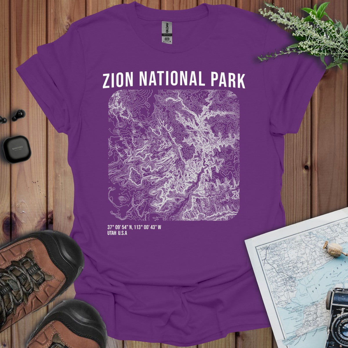 Zion National Park Topographic Map T-Shirt