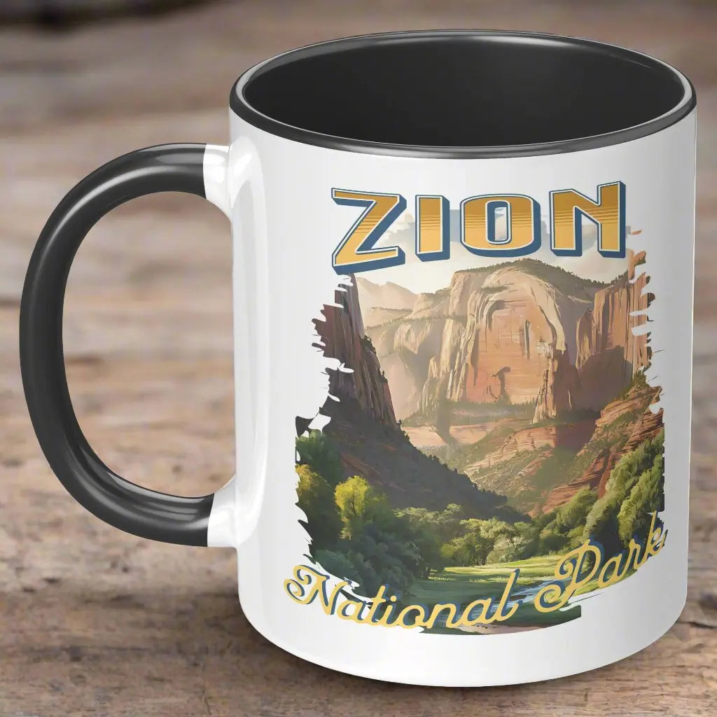 Zion National Park Mug 11oz 15oz Mug teelaunch 11oz Accent Mug Black