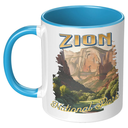Zion National Park Mug 11oz 15oz Mug teelaunch 11oz Accent Mug Blue