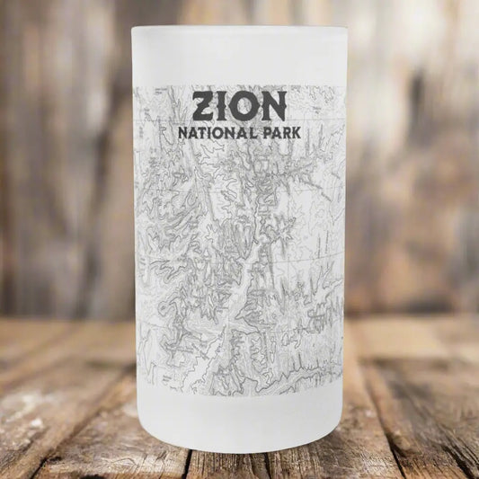 Zion National Park Topographic Frosted Mug Pint Glass Pint Mug teelaunch
