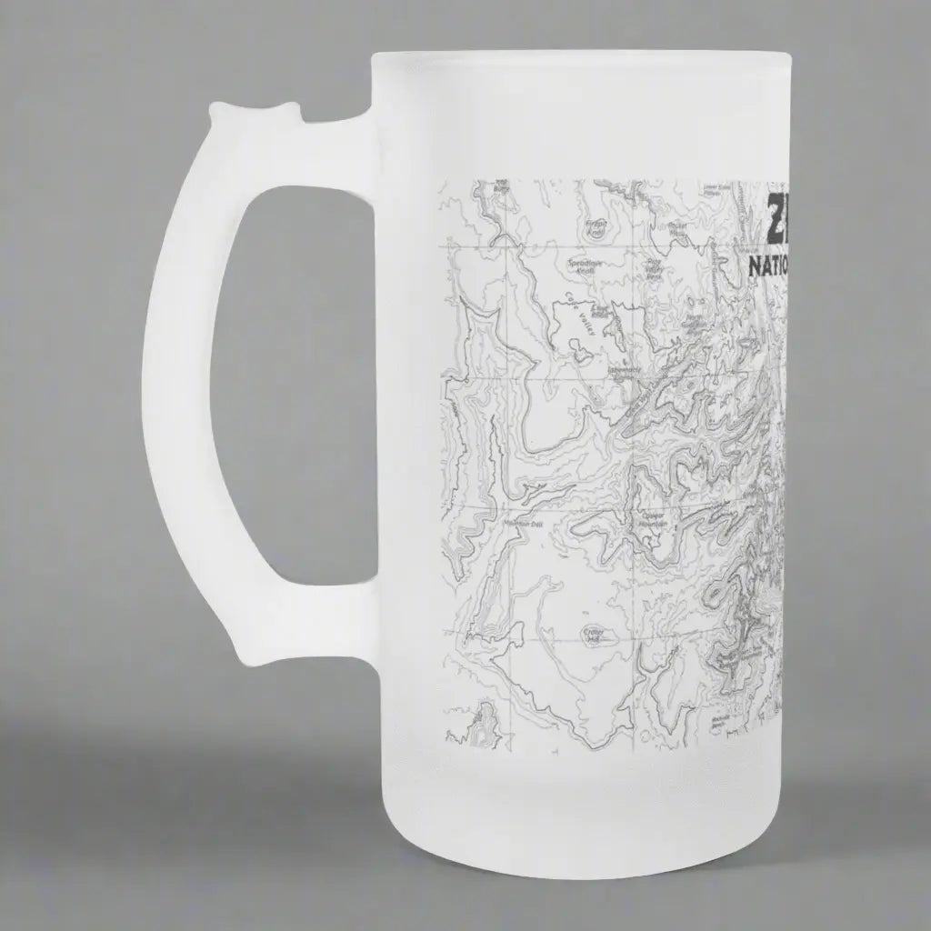 Zion National Park Topographic Frosted Mug Pint Glass Pint Mug teelaunch