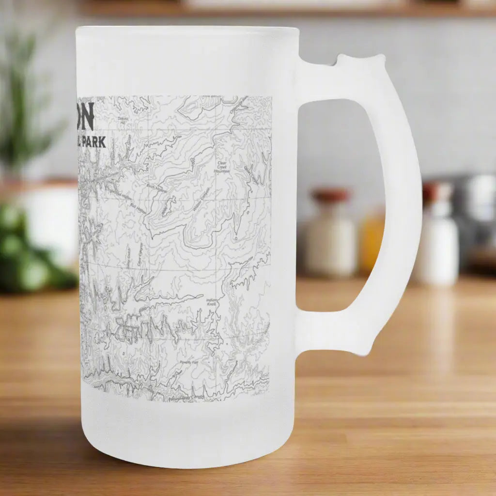 Zion National Park Topographic Frosted Mug Pint Glass Pint Mug teelaunch