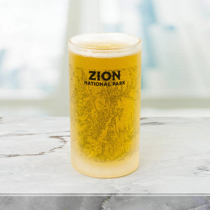 Zion National Park Topographic Frosted Mug Pint Glass Pint Mug teelaunch