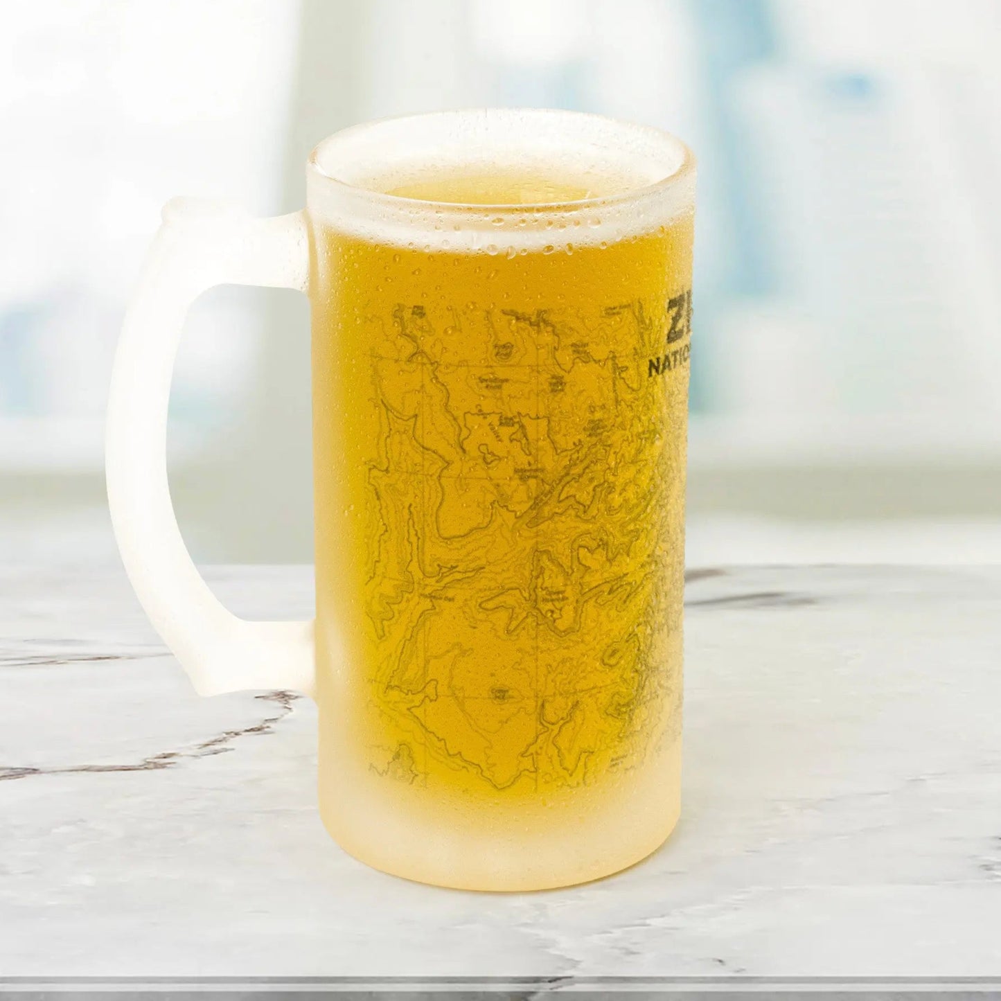 Zion National Park Topographic Frosted Mug Pint Glass Pint Mug teelaunch