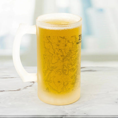 Zion National Park Topographic Frosted Mug Pint Glass Pint Mug teelaunch