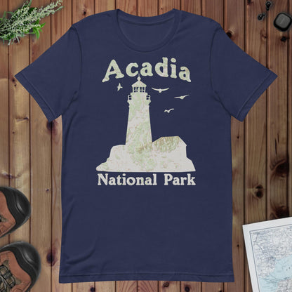 Acadia Lighthouse national park topo t-shirt alternate apparel color or product angle