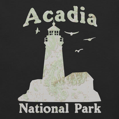Acadia Lighthouse national park topo t-shirt alternate apparel color or product angle