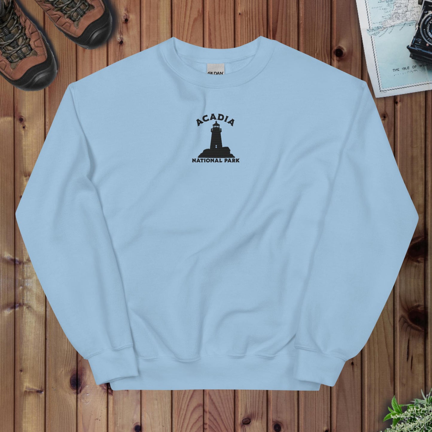 Acadia National Park Embroidered Lighthouse Crewneck - Parks Apparel