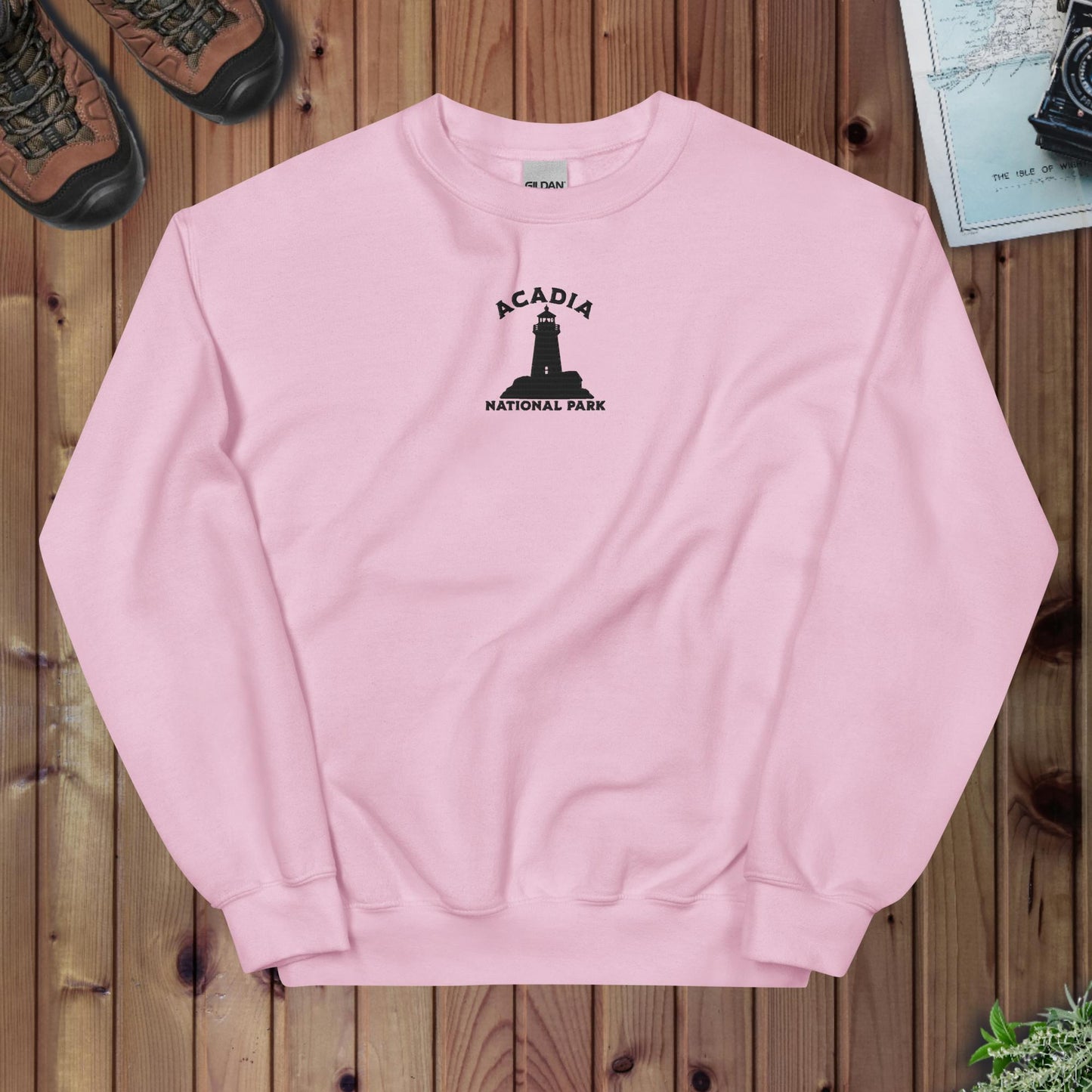 Acadia National Park Embroidered Lighthouse Crewneck - Parks Apparel