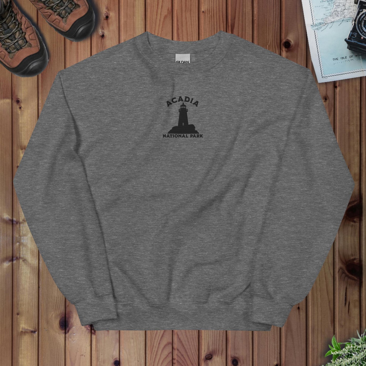 Acadia National Park Embroidered Lighthouse Crewneck - Parks Apparel