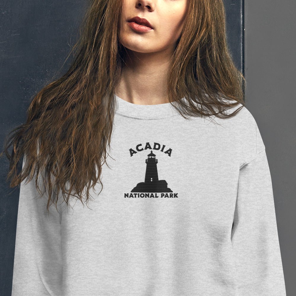Acadia National Park Embroidered Lighthouse Crewneck - Parks Apparel