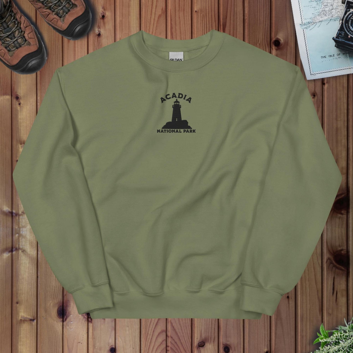Acadia National Park Embroidered Lighthouse Crewneck - Parks Apparel