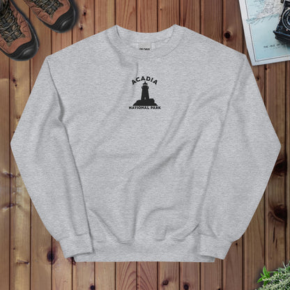 Acadia National Park Embroidered Lighthouse Crewneck - Parks Apparel