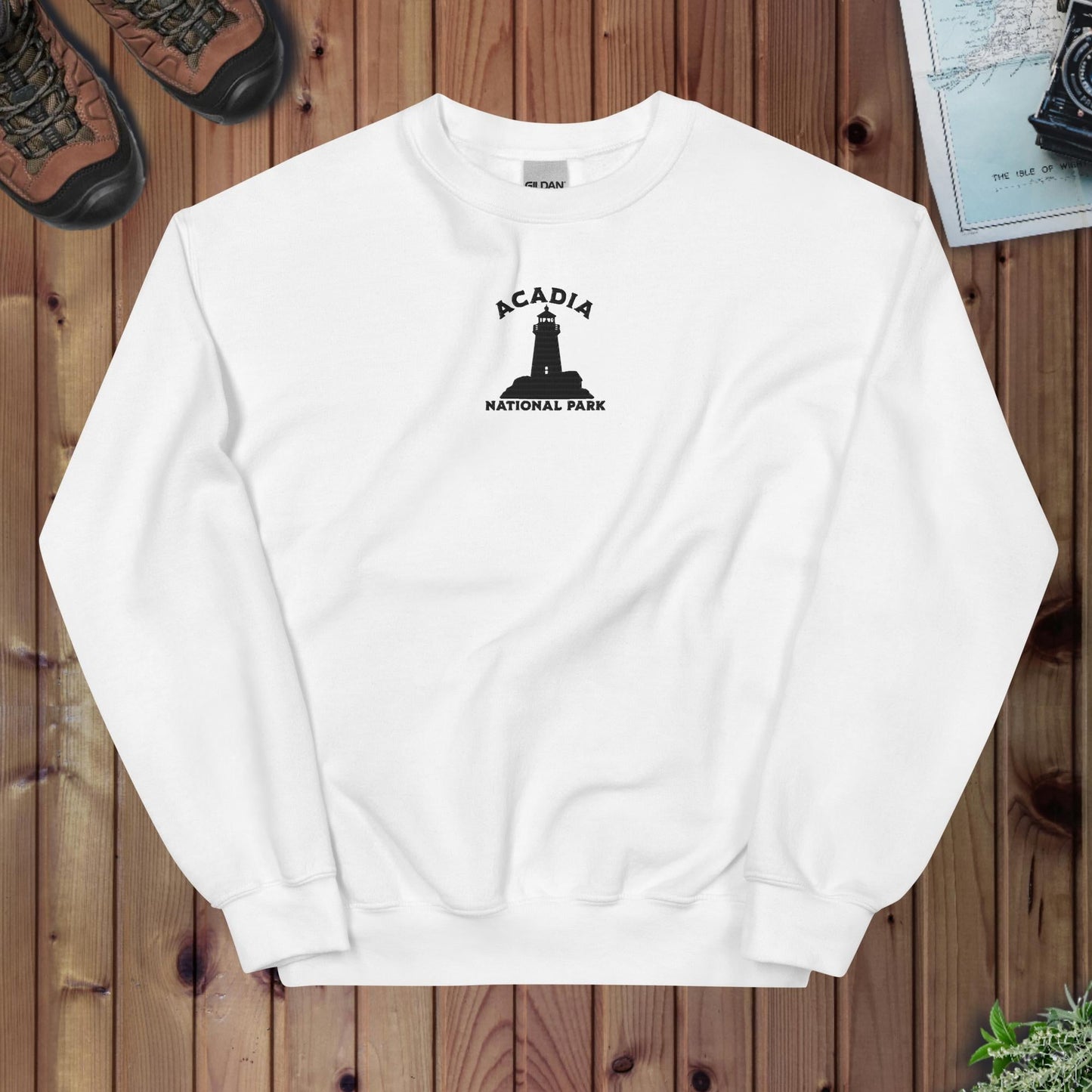 Acadia National Park Embroidered Lighthouse Crewneck - Parks Apparel