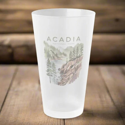Acadia National Park frosted pint glass shown as primary product image