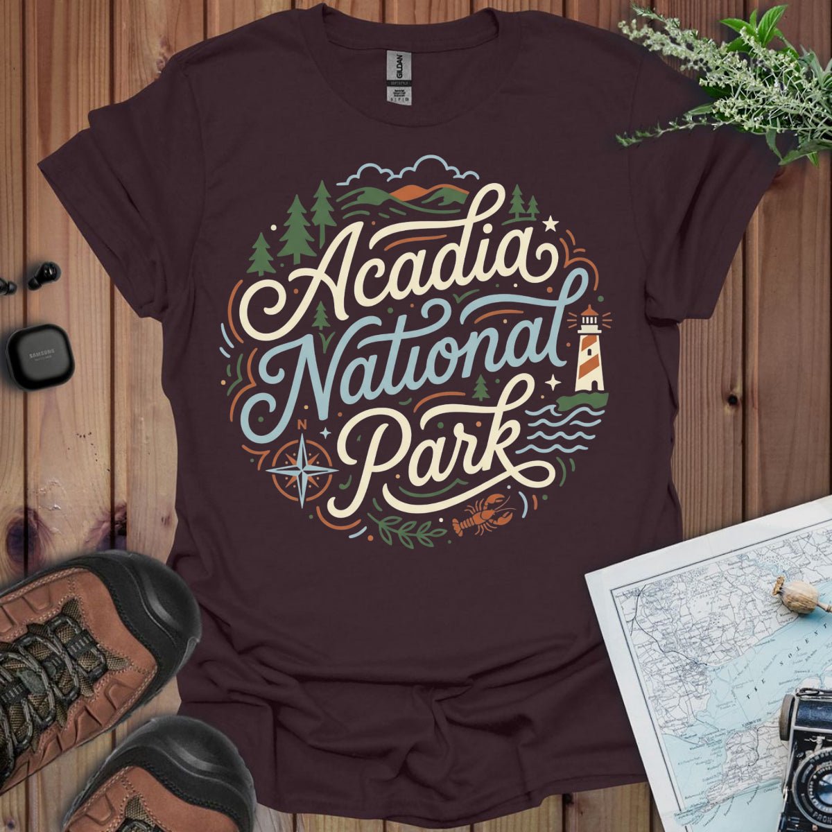 Acadia National Park graphic t-shirt black shown in lifestyle or modeled setting