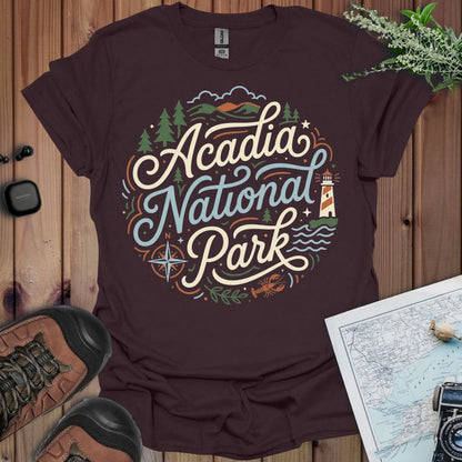 Acadia National Park graphic t-shirt black shown in lifestyle or modeled setting