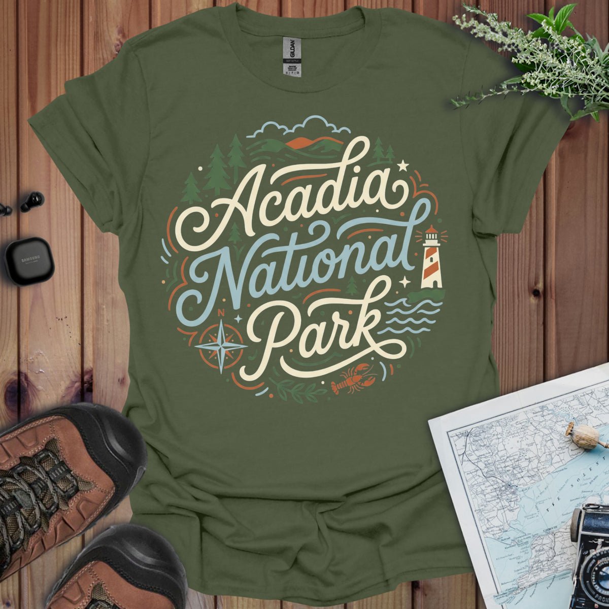 Acadia National Park graphic t-shirt black alternate apparel color or product angle