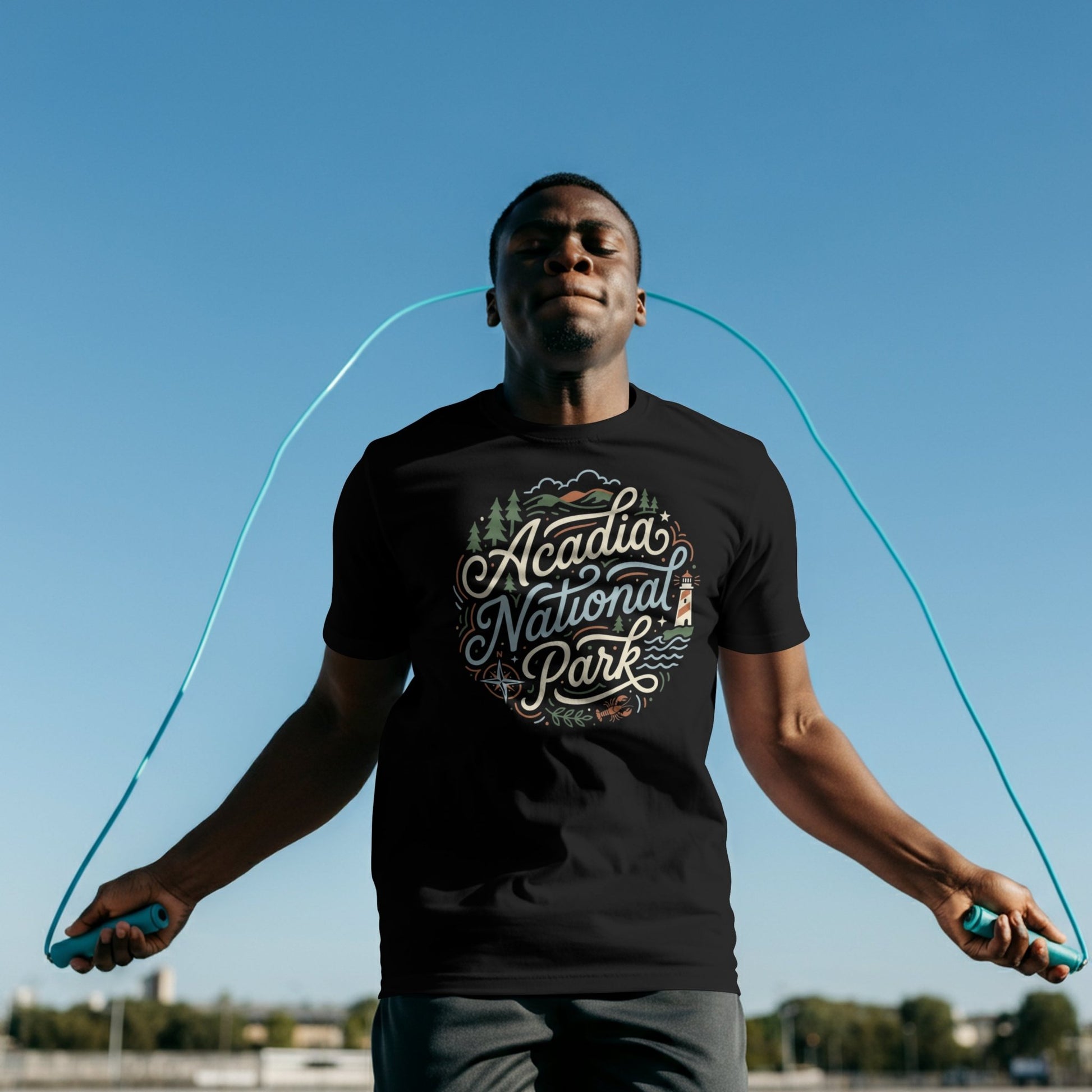 Acadia National Park graphic t-shirt black shown in lifestyle or modeled setting