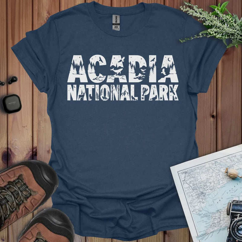Acadia National Park graphic typography t-shirt primary product view