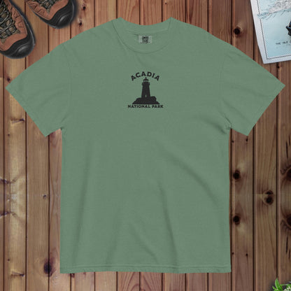 Acadia National Park premium embroidered t-shirt shown in lifestyle or modeled setting