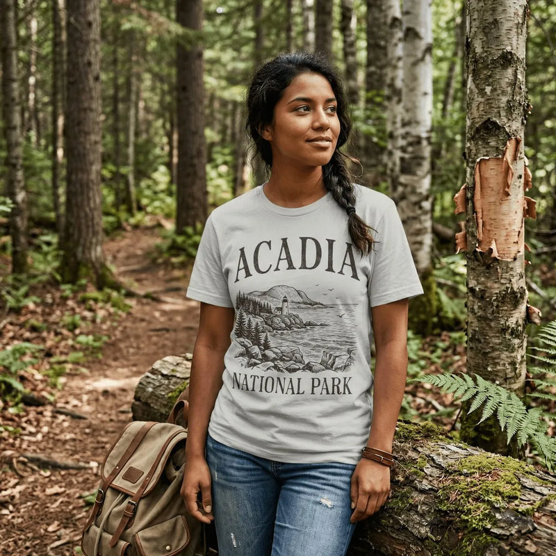 Acadia National Park rustic graphic t-shirt alternate apparel color or product angle