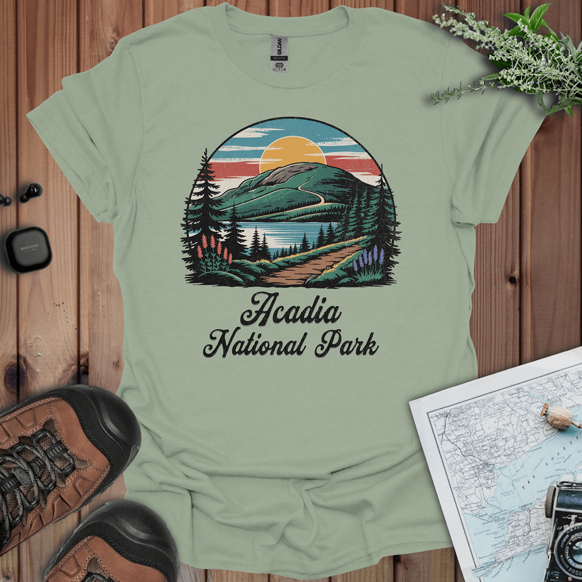 Acadia National Park hiking graphic t-shirt alternate apparel color or angle