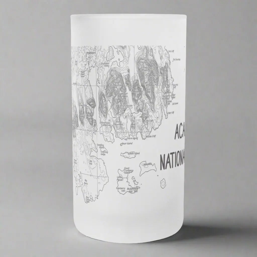 Acadia National Park Topographic Frosted Pint Glass - Parks ApparelDrinkware