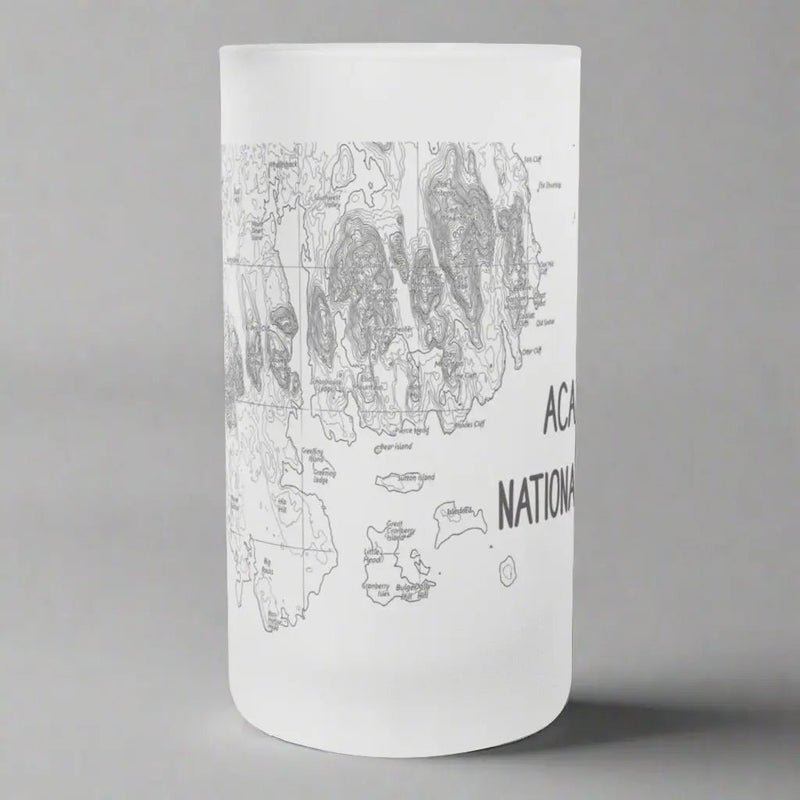 Acadia National Park Topographic Frosted Pint Glass - Parks ApparelDrinkware