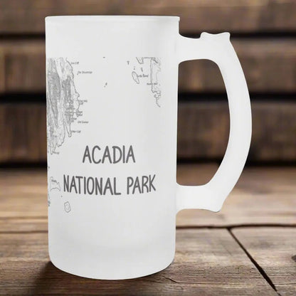 Acadia National Park Topographic Frosted Pint Glass - Parks ApparelDrinkware
