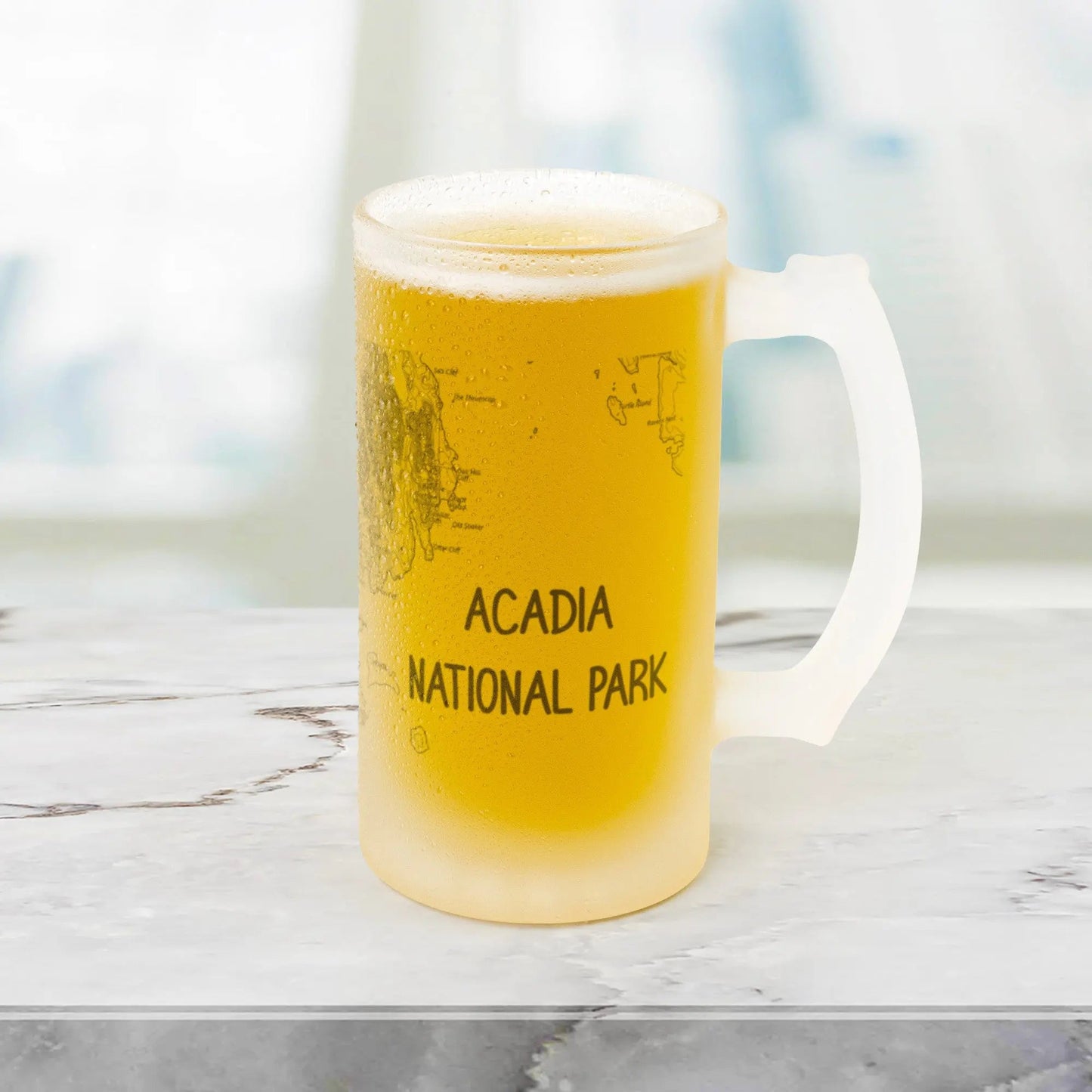 Acadia National Park Topographic Frosted Pint Glass - Parks ApparelDrinkware